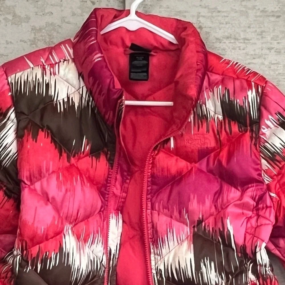 The North Face Girls XL 18 550 Fill Pink Brown White Down Ski Jacket Snowboard